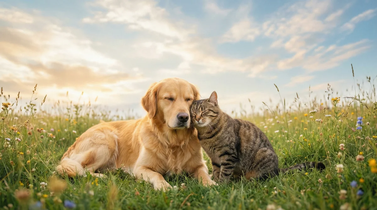 Cane e gatto felici insieme